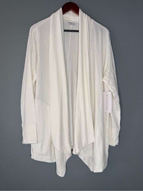 Athleta Sweaters - Athleta Pranayama Wrap Cardigan Womens Large White Open Front TENCEL Modal NWT